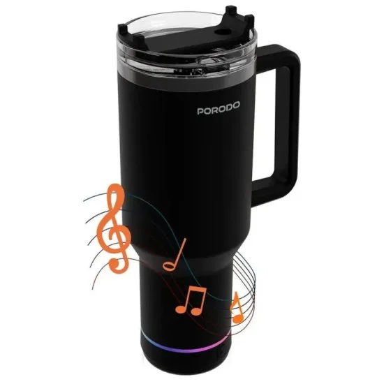 Porodo Lifestyle HydroTunes Bluetooth Speaker Tumbler With High-Quality Sound _ Black